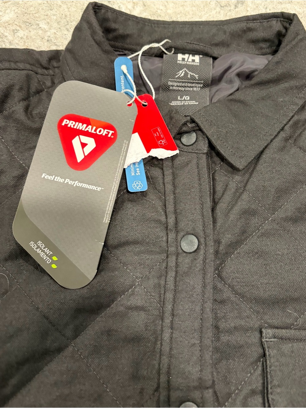 Helly Hansen Isjford Primaloft Insulated Shacket Black Quilted Snap-Front Jacket - Picture 3 of 16